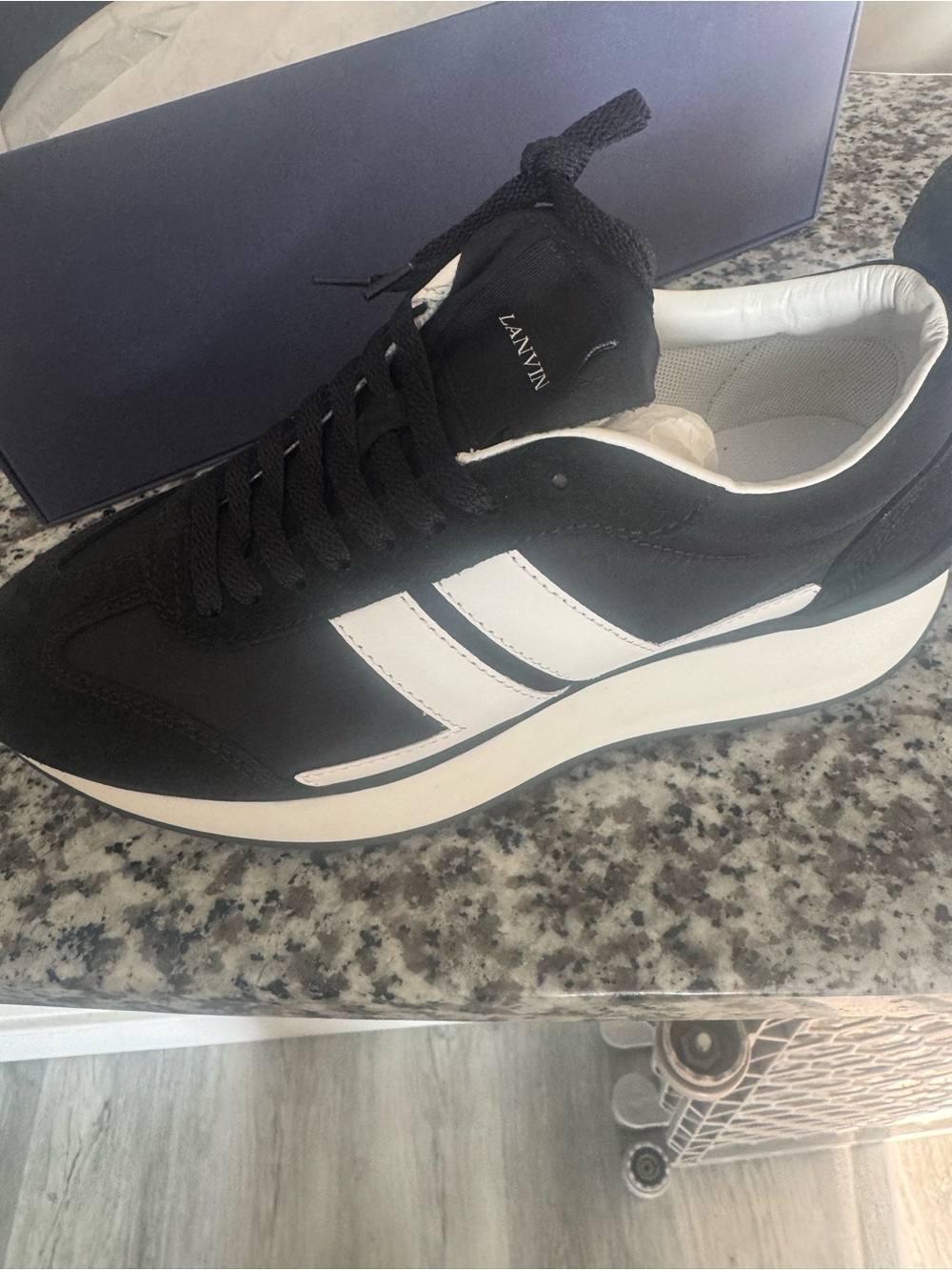 Lanvin Black & White Low-Top Sneakers